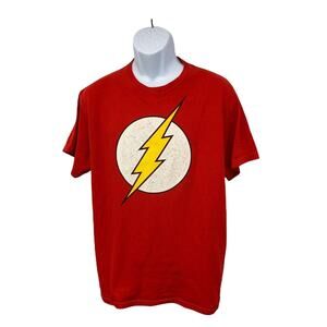 The Flash DC Comic Mens T Shirt Large Red Tee Crew Neck Cotton